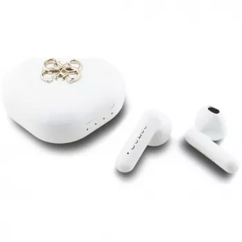 Guess 4G Metal Logo Auricolari Bluetooth True Wireless Stereo con Custodia di Ricarica (Bianco)