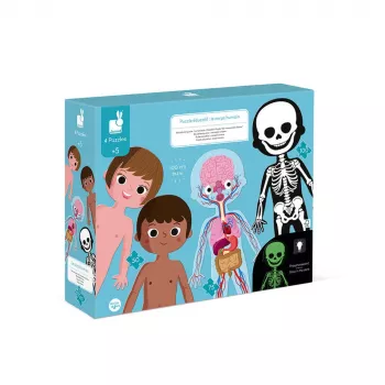 Janod Corpo umano set puzzle educativo da 50, 75 e 100 pezzi