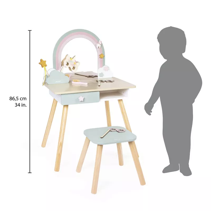 Janod Grande trucco in legno con accessori unicorno 3+