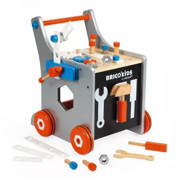 Janod Brico'Kids Carrello banco da lavoro magnetico con utensili - 24 pezzi