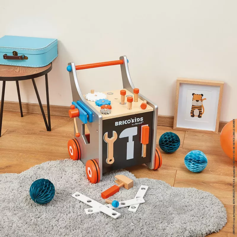 Janod Brico'Kids Carrello banco da lavoro magnetico con utensili - 24 pezzi