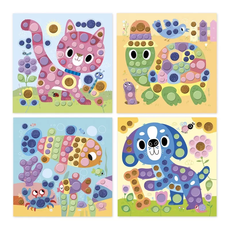 Janod My Arts & Crafts 3+ mosaici rotondi set creativo per bambini di 3 anni
