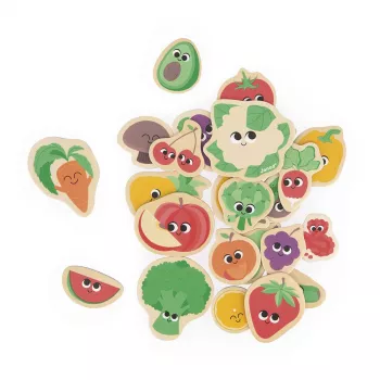 Janod Magneti frutta e verdura, set da 24 pezzi