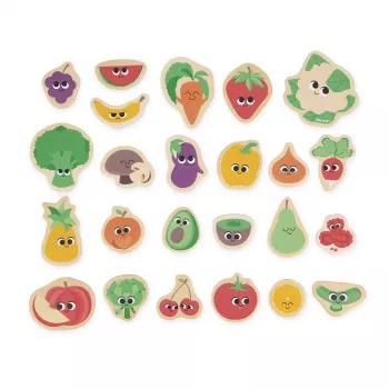 Janod Magneti frutta e verdura, set da 24 pezzi