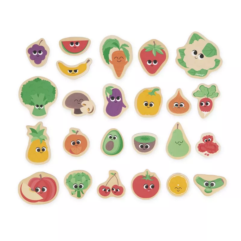 Janod Magneti frutta e verdura, set da 24 pezzi