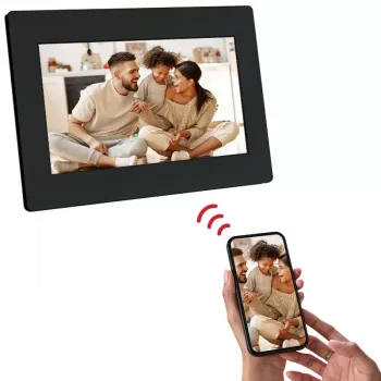 AGFAPHOTO APF700 cornice digitale Wi-Fi 7 pollici con 32 GB di memoria, touchscreen IPS-LCD, sensore di movimento, rotazione automatica, nero