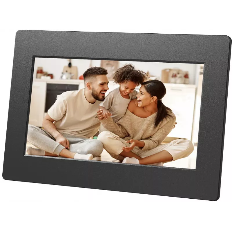 AGFAPHOTO APF700 cornice digitale Wi-Fi 7 pollici con 32 GB di memoria, touchscreen IPS-LCD, sensore di movimento, rotazione automatica, nero
