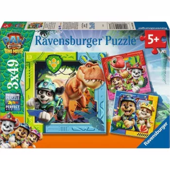 RAVENSBURGER puzzle per bambini PAW Patrol 3 Dino Movie (3 x 49 pezzi)