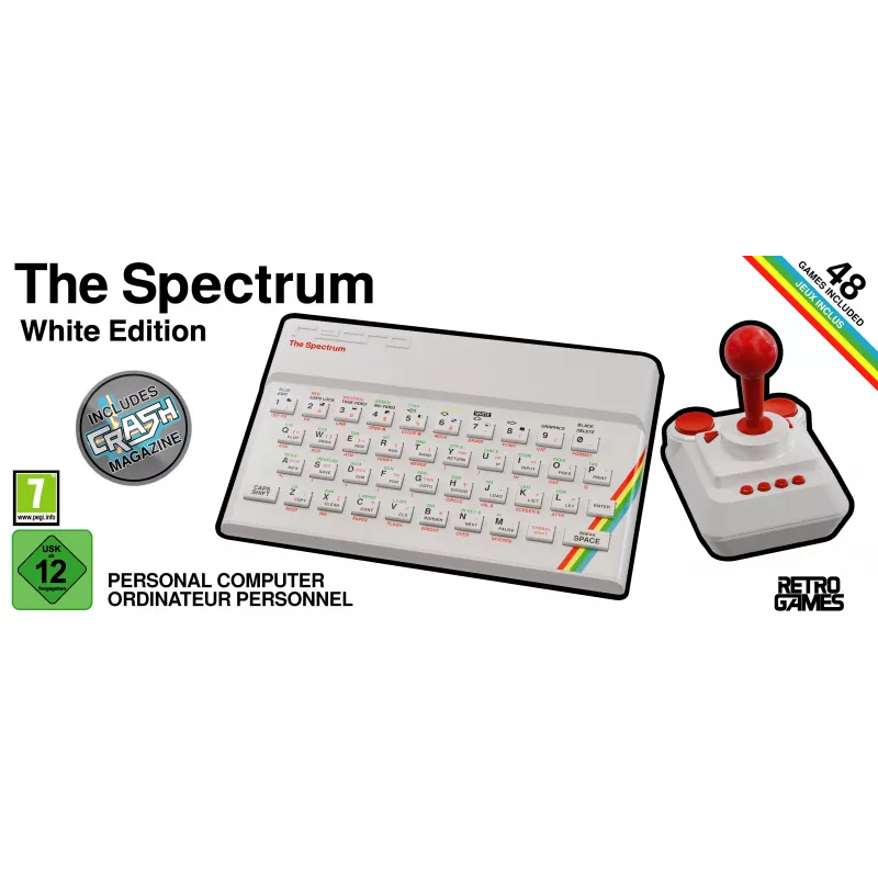 Retro Games The Spectrum White Edition - Console ZX Spectrum HD con joystick e oltre 40 giochi preinstallati