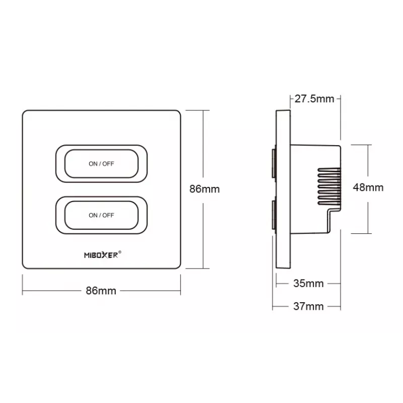 MIBOXER ESW2B interruttore smart a 2 canali telecomando LED con WiFi e sensore di movimento 2,4 GHz e dimmer