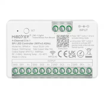 MIBOXER SPIW5-4 Controller LED Pixel serie SPI 5 in 1 SPI (2,4GHz+WiFi) 4 canali
