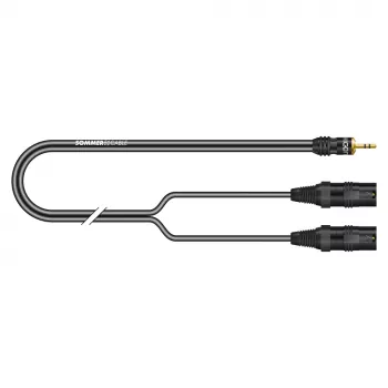 Sommer Cable SC-Onyx 2025 MKII cavo split stereo, 2 x 1 x 0,25 mm², connettore maschio mini jack stereo 3,5 mm su 2x connettore maschio XLR 3 poli, HICON, nero, 2,5 m (ON9V-0250-SW)