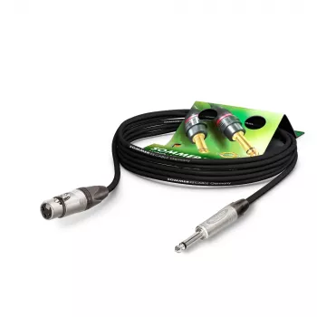 Sommer Cable Stage 22 Highflex cavo microfono, 2 x 0,22 mm², connettore femmina XLR 3 poli su connettore jack mono 6,3 mm, NEUTRIK, nero, 1 m (SG79-0100-SW)