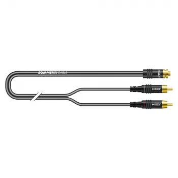 Cavo adattatore audio Sommer Cable SC-Onyx 2008, 2 x 1 x 0,08 mm², 2x connettore maschio RCA a connettore femmina mini jack stereo 3,5 mm, HICON, nero, 2,5 m (O84W-0250-SW)