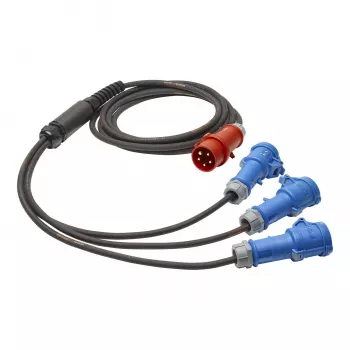 Sommer Cable Titanex cavo di distribuzione corrente, connettore maschio CEE 16A 5 poli su 3x connettore femmina CEE 16A 3 poli, H07RN-F 5 x 2,5 mm², MENNEKES, nero, 5 m (GSH4-525H0500)