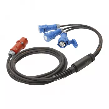 Sommer Cable Titanex cavo di distribuzione corrente, connettore maschio CEE 16A 5 poli su 3x connettore femmina CEE 16A 3 poli, H07RN-F 5 x 2,5 mm², MENNEKES, nero, 5 m (GSH4-525H0500)