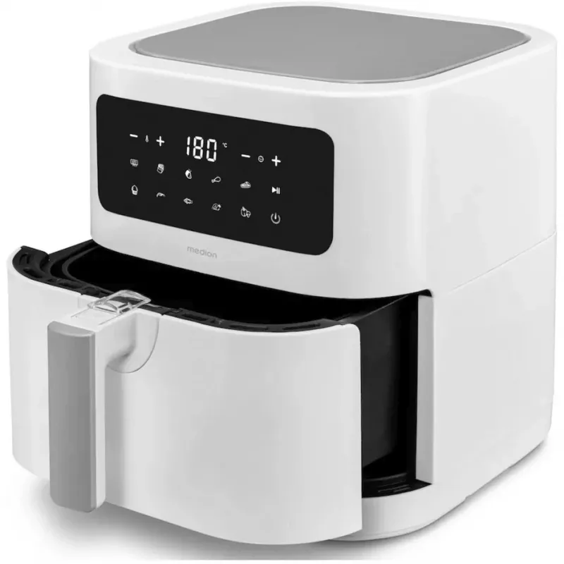 MEDION friggitrice ad aria Life MD 11740 E40 XL (bianco opaco, 2150 W, cestello da 5,2 L)