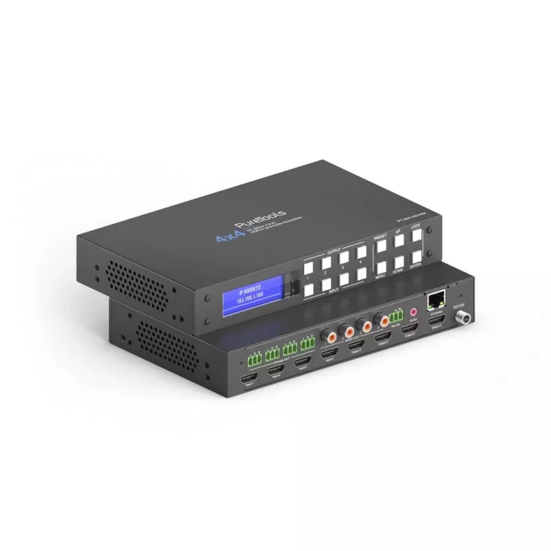 PureLink PureTools matrice HDMI 2.0 4x4 4K 60Hz 4:4:4 HDR10 e audio - switch KVM - RS-232