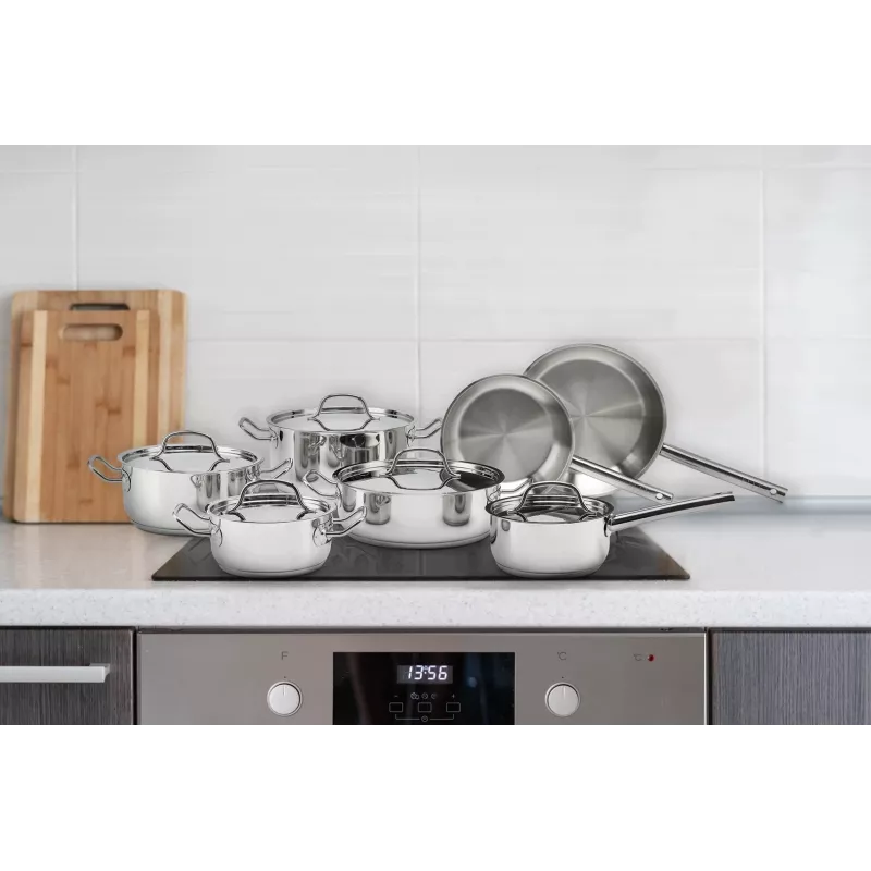 ELLE Home Set di pentole e padelle in acciaio inox 12 pezzi ECCS200412A