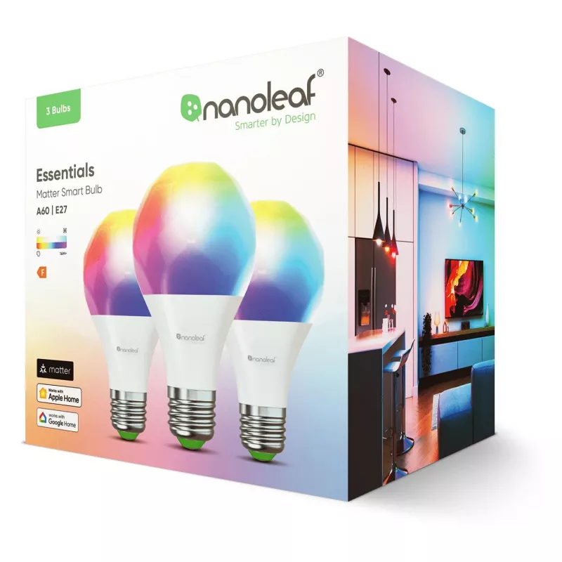 Nanoleaf NF080B02-3A19E Lampadina LED smart E27 8,5W 1100lm RGBW Matter Thread