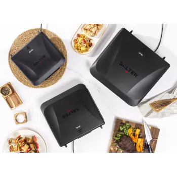 Salter EK6236VDE ActiGrill Everyday Griglia elettrica, 1000 W, antiaderente, nero/argento