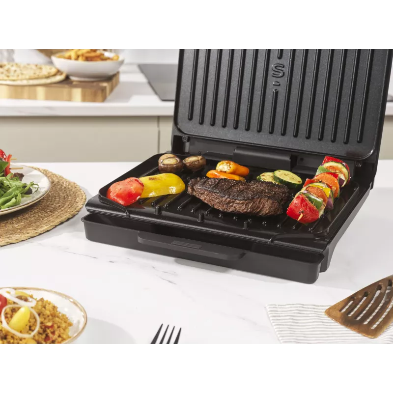 Salter EK6236VDE ActiGrill Everyday Griglia elettrica, 1000 W, antiaderente, nero/argento