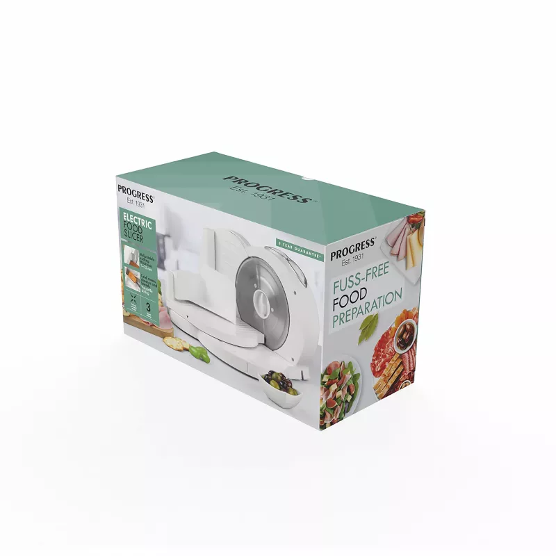 Progress EK3683PFVDE Affettatrice elettrica 150W lama ondulata in acciaio inox 190mm nero/argento