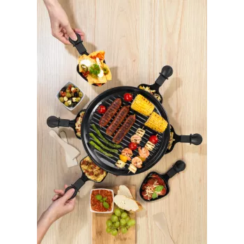 Giles & Posner EK4511GV2VDE Raclette grill da tavolo 1200 W 8 persone nero/argento