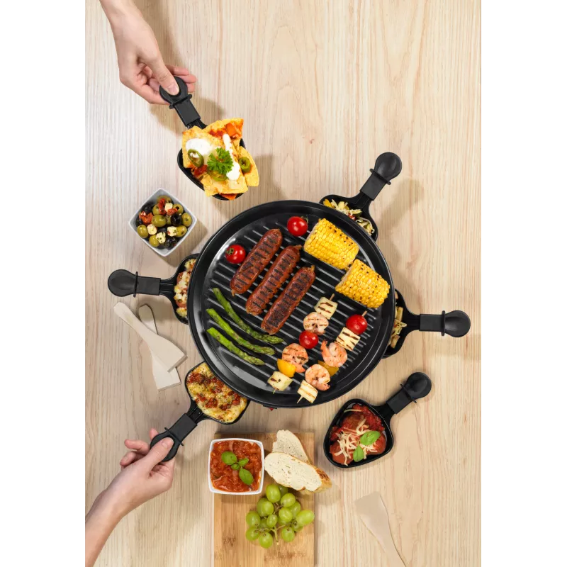 Giles & Posner EK4511GV2VDE Raclette grill da tavolo 1200 W 8 persone nero/argento