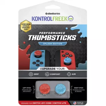 SteelSeries KontrolFreek Performance Thumbsticks Splash (rosso/blu, 2 pz., per Nintendo Switch Joy-Con e Nintendo Switch Lite)
