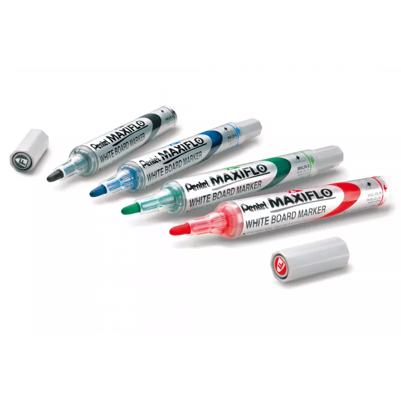 Set di pennarelli per lavagna bianca Pentel Maxiflo Flex-Feel, colori misti, 2,0 - 5,0 mm, 4 pezzi