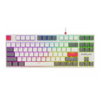 KRUX ATAX PRO RGB Creator Retro tastiera meccanica Gateron Yellow Pro (TKL, 87 tasti, hot-swappable, USB-C, keycaps PBT Double-Shot, RGB per tasto)