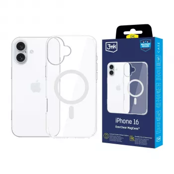 3MK EverClear MagCase cover posteriore per Apple iPhone 16 - cristallo trasparente