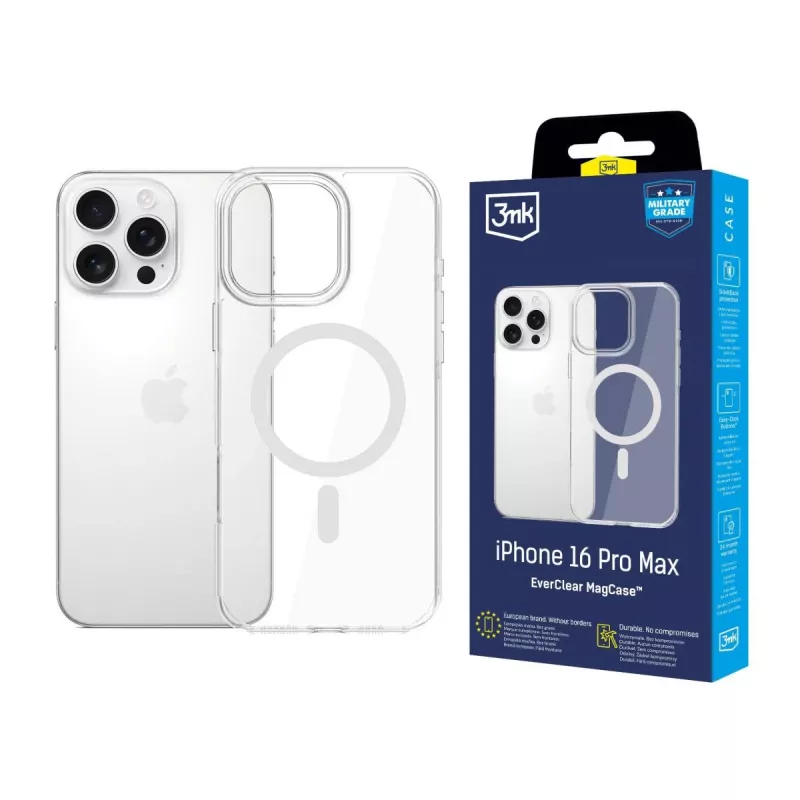 3MK EverClear MagCase cover posteriore per Apple iPhone 16 Pro Max - trasparente