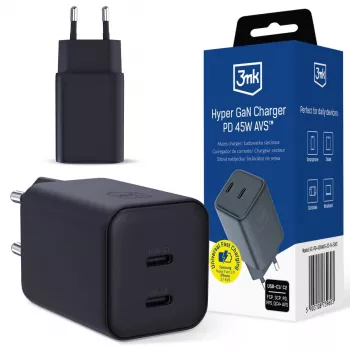 3MK Hyper Charger PD 45W GaN AVS QC4+ PPS AFC FCP DCP 2C nero