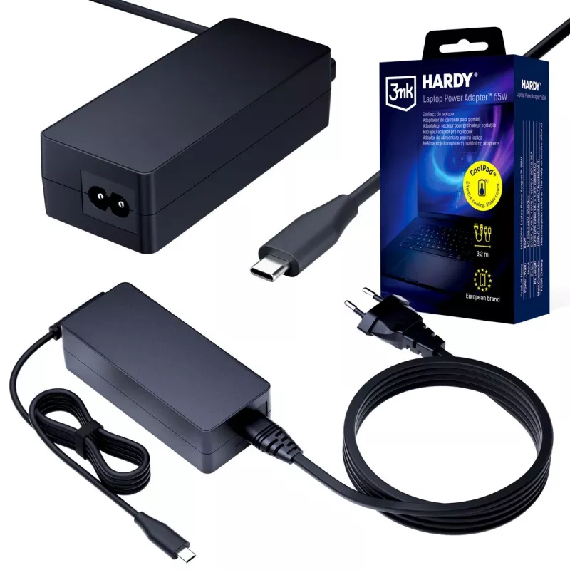 3MK HARDY alimentatore per laptop 65W USB-C 3,2m nero