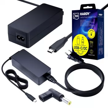 3MK PROTECTION 3mk HARDY® alimentatore per laptop 65W per IBM/Lenovo/Asus/Toshiba/Acer/Compaq/HP/Dell 20V USB-C/DC 5,5x2,5mm