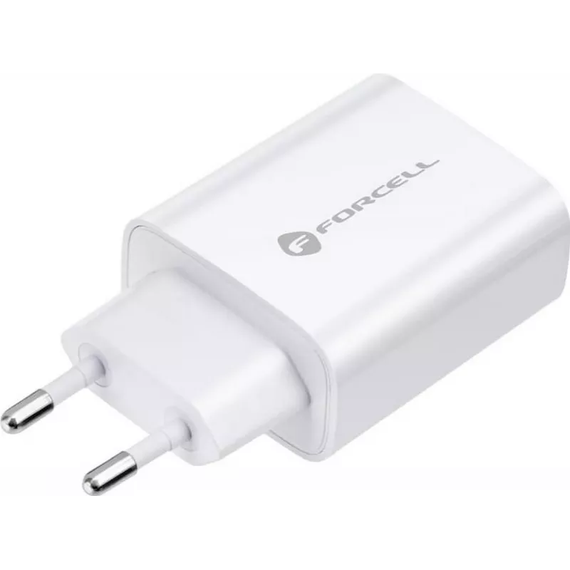 FORCELL F-ENERGY TFK-TC-20WPD alimentatore USB-C con cavo USB-C a Lightning, 20W PD QC4.0, 3A, bianco