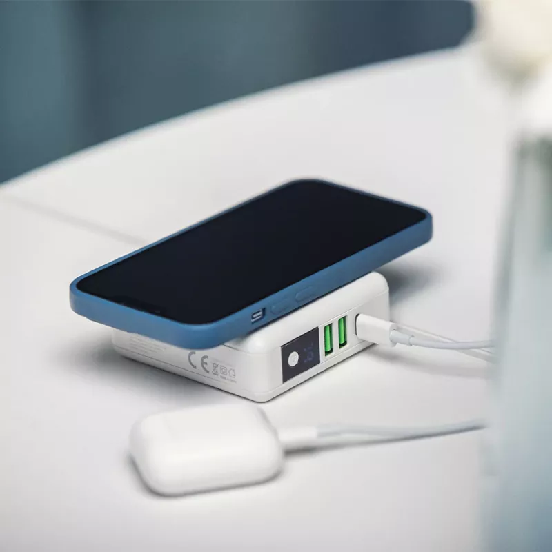 FORCELL F-ENERGY 4 in 1 caricabatterie wireless da 15 W con porte USB/USB-C e power bank da 8000 mAh