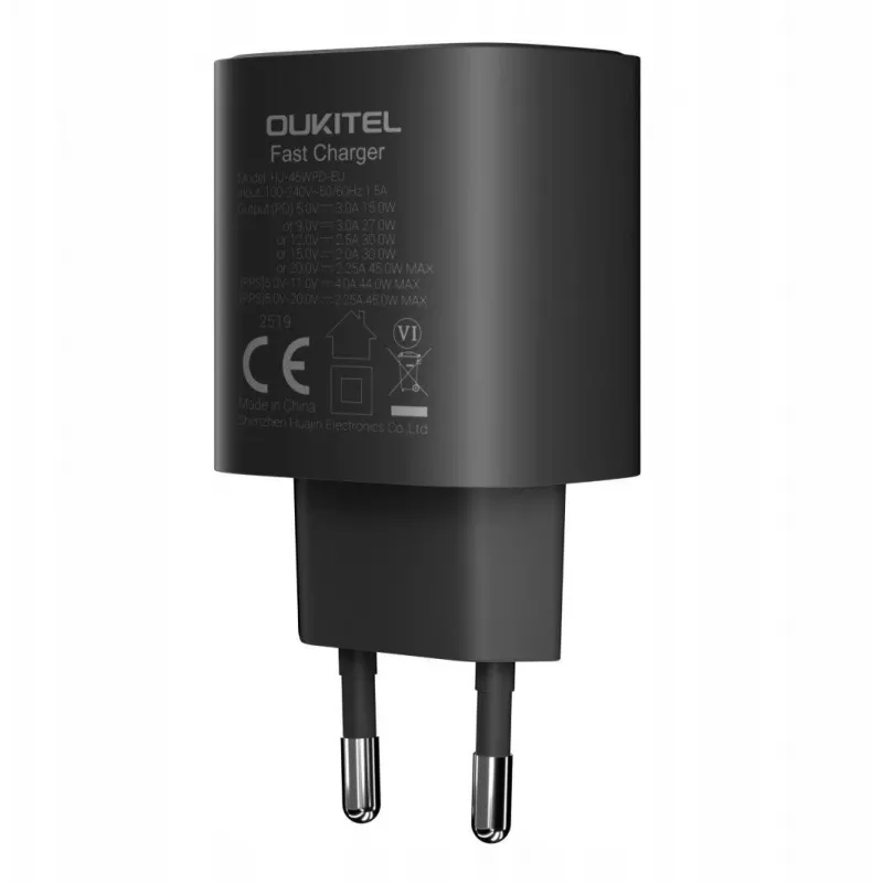 OUKITEL caricabatterie rapido USB-C PD 45W spina EU nero