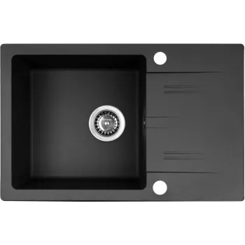 PYRAMIS LEFKADA Set lavello da cucina (68x44) 1 vasca 1 gocciolatoio nero + rubinetto Flessi Black Edision - 070 260 611F