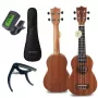 MOZOS GECKO Set ukulele soprano – legno naturale, 12 tasti, corde in nylon, incl. gigbag, accordatore, plettri, tracolla, corde di ricambio, panno per la pulizia