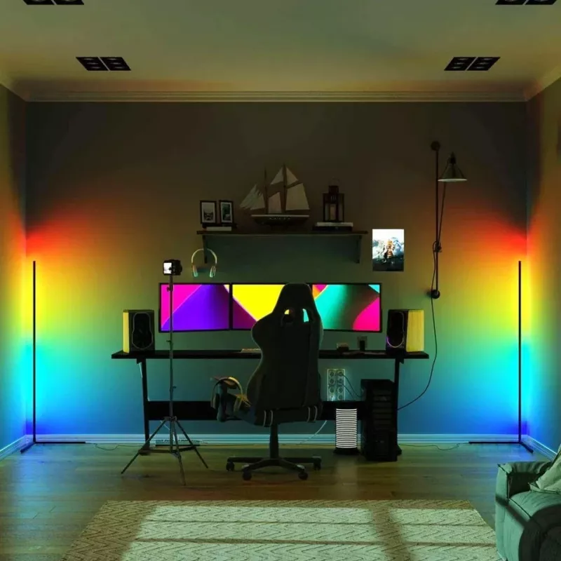 MOZOS LC-RGB Lampada da terra angolare LED bianca