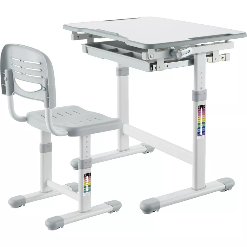 MOZOS DC-SET Set scrivania e sedia regolabili in altezza grigio