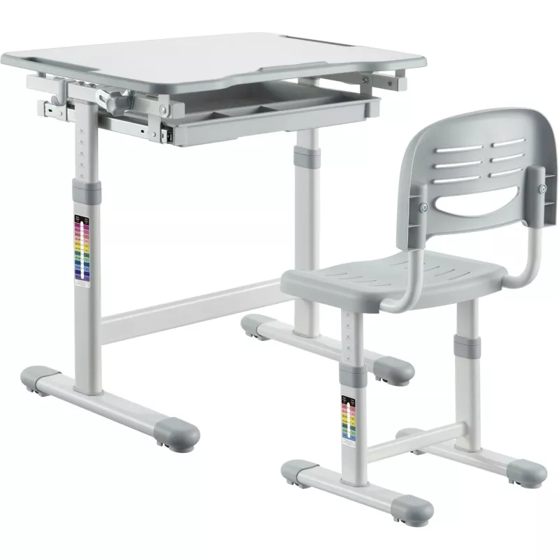 MOZOS DC-SET Set scrivania e sedia regolabili in altezza grigio