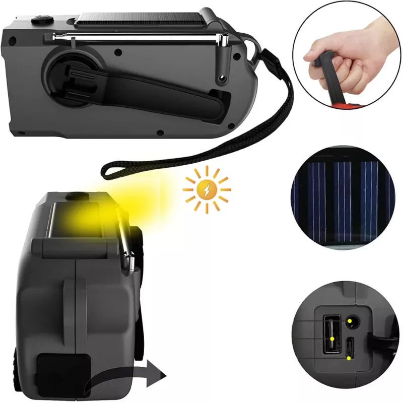 MOZOS ER-01 Radio AM/FM solare con dinamo 5000 mAh