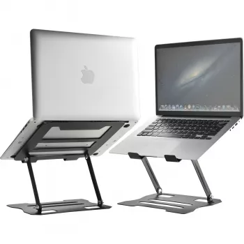 MOZOS N2-BK supporto ergonomico per laptop - nero, regolabile in altezza, pieghevole, alluminio