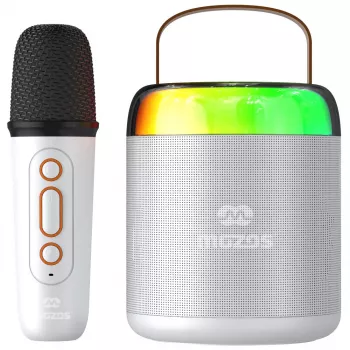 MOZOS MK Microfono karaoke bianco con altoparlante Bluetooth