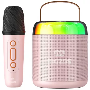 MOZOS MK Microfono karaoke rosa con altoparlante Bluetooth