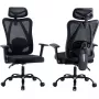MOZOS ERGO-X Sedia da ufficio ergonomica con supporto lombare e poggiatesta regolabili, nero